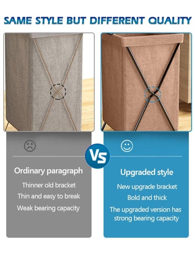 EETU Laundry Hamper,Large Collapsible Laundry Basket With Lid And Handles,Heavy-Duty Frame Clothes Hampers,X-Shaped Dirty Clothes Storage Basket For Bedroom Laundry Dorm Dryer,Laundry Basket Organizer - Image 2